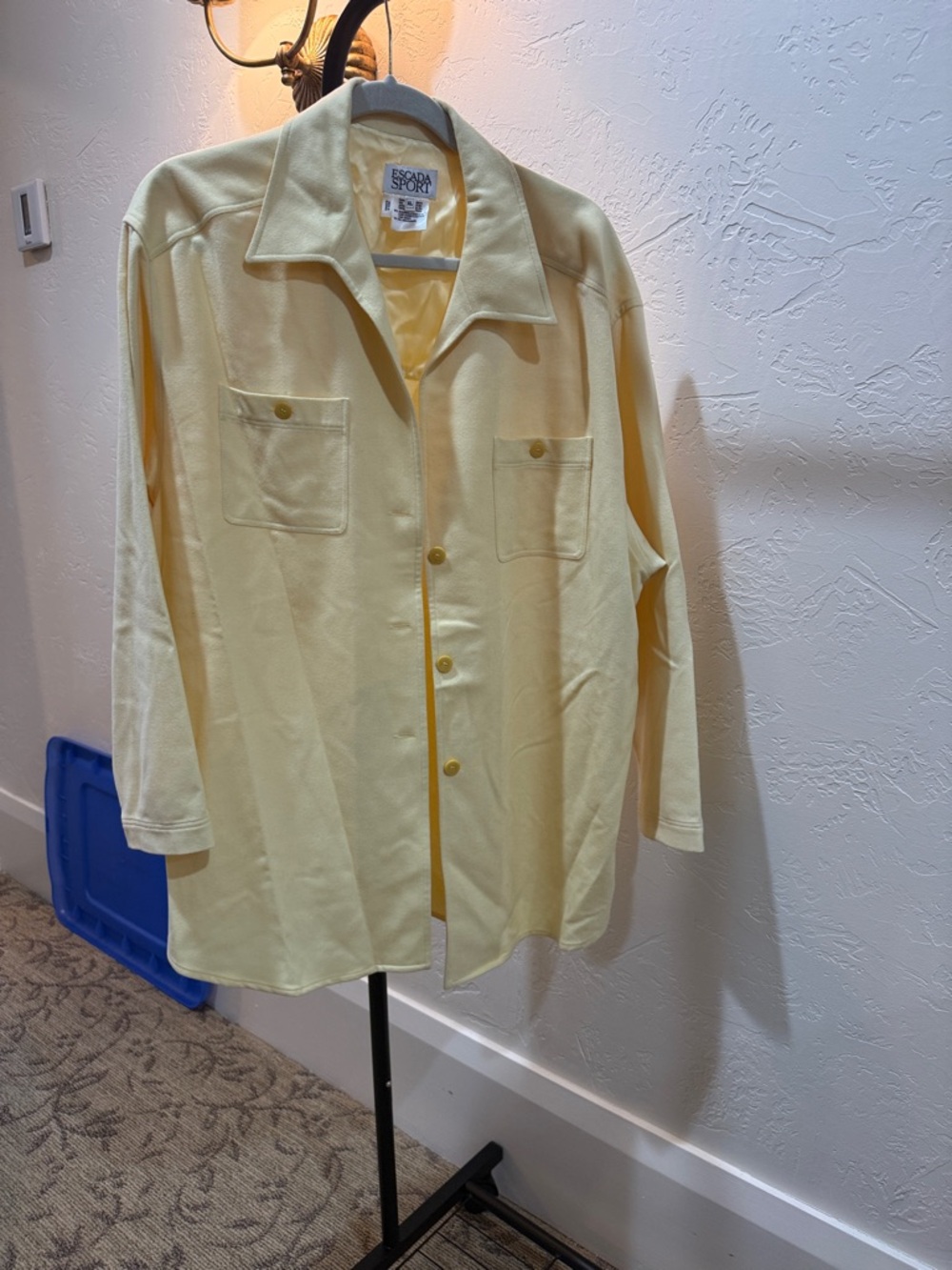 ESCADA SPORT Pale Yellow Wool-Blend Shirt Jacket for Women XL